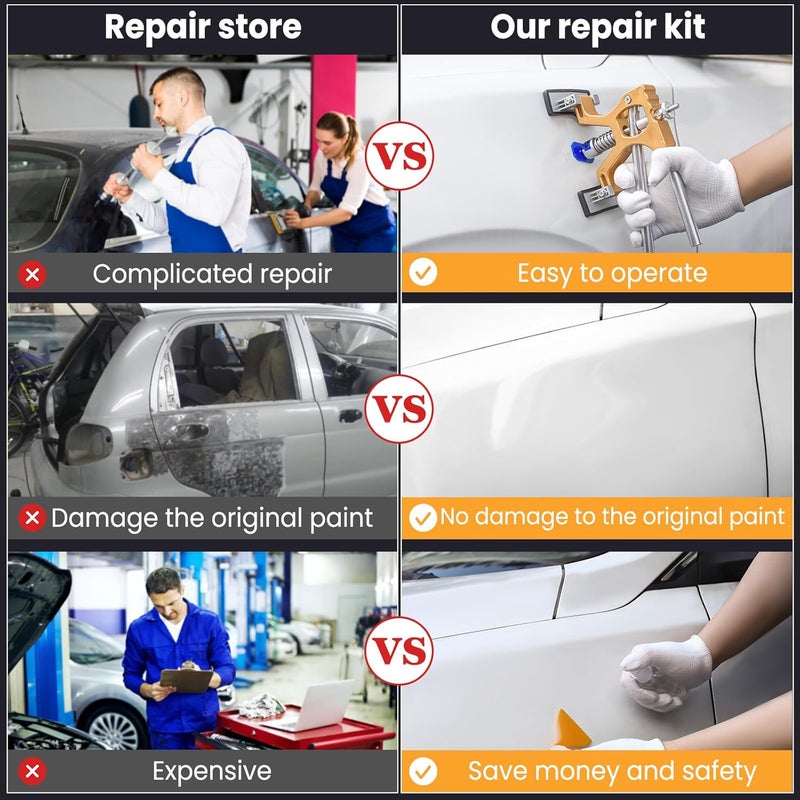 Sigoobal Dent Puller Kit, Paintless Dent Removal Kit with Golden Lifter, Bridge Puller, Suction Cup for Car Dent Remove, Dent Puller Tools for Car Refrigerator Door Ding Repair - Image 2